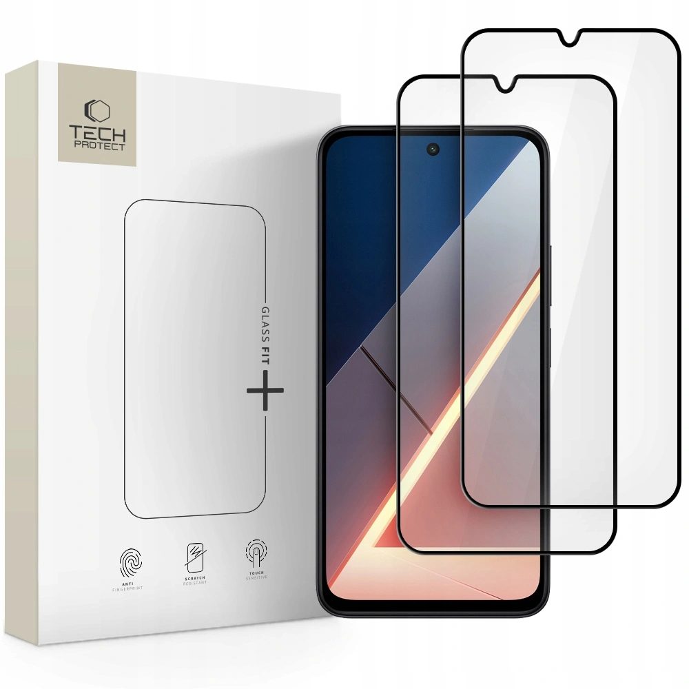 Levně Tech-Protect Tvrzené sklo Fit+ Xiaomi Poco M7, černé, 2 kusy