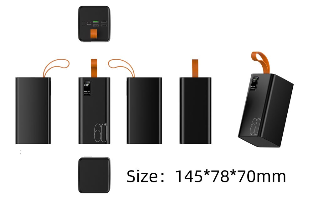 Powerbanka 60000mAh, PD 22,5W, QC3.0, černá