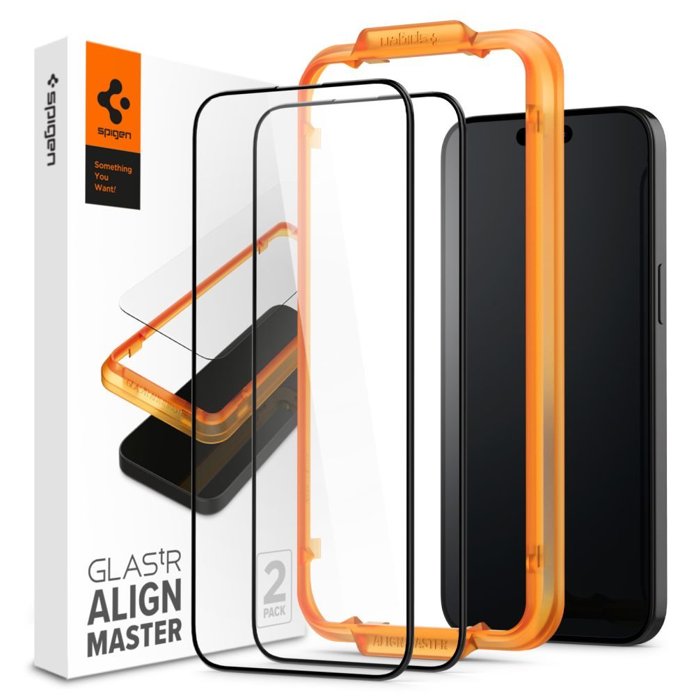 Spigen ALM Glass FC Folie De Sticlă Securizată 2 Bucăți, IPhone 15 Plus, Neagră