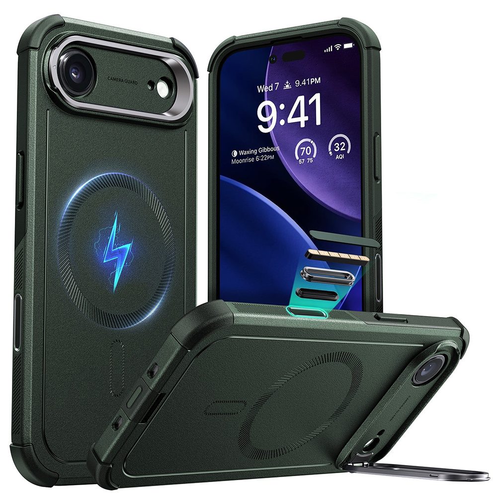 Levně Kryt ESR Cyber Armor Kickstand, iPhone Air, zelený