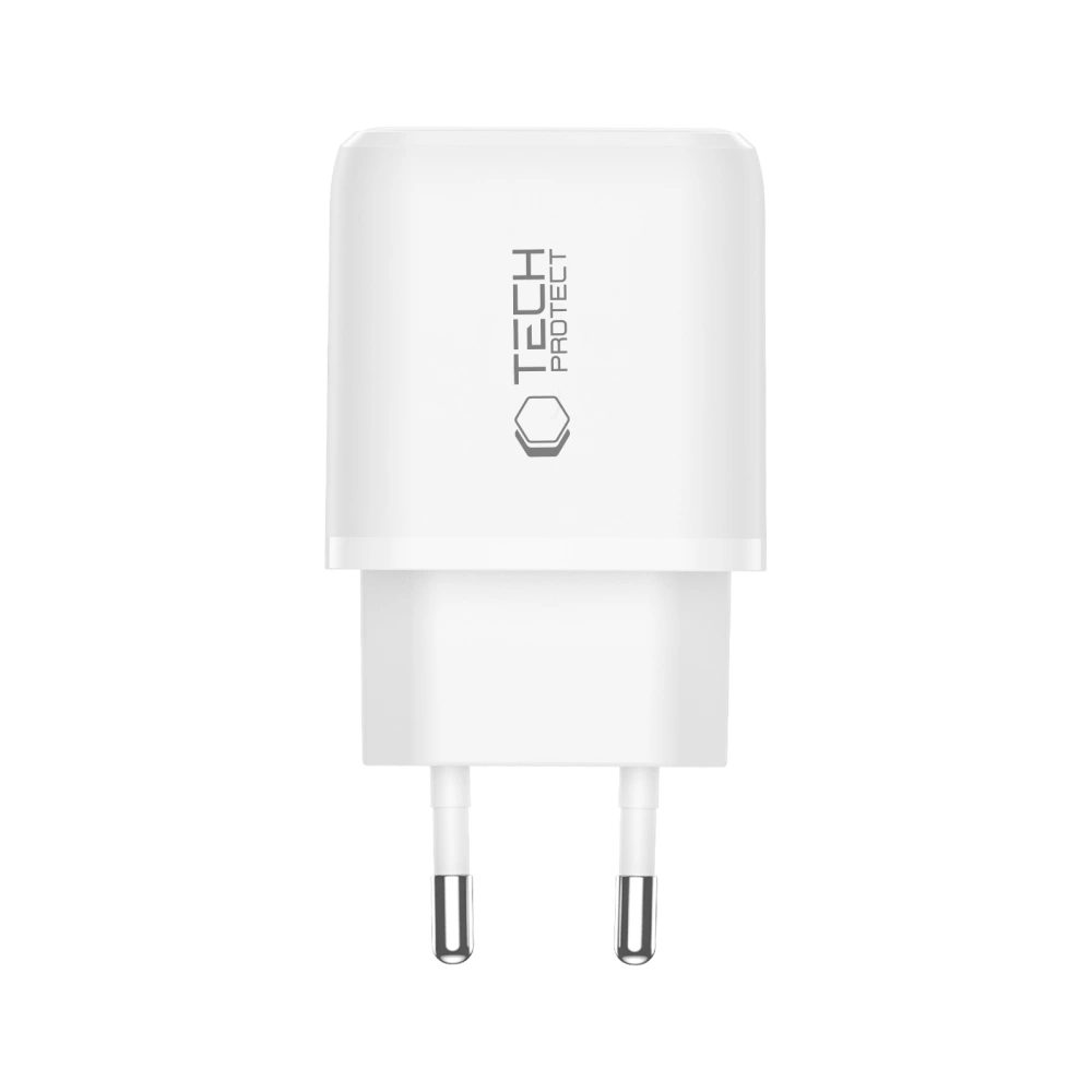 Tech-Protect NCA45W-GAN 2-portová sieťová nabíjačka PD45W / QC 3.0 + kábel lightning, biela