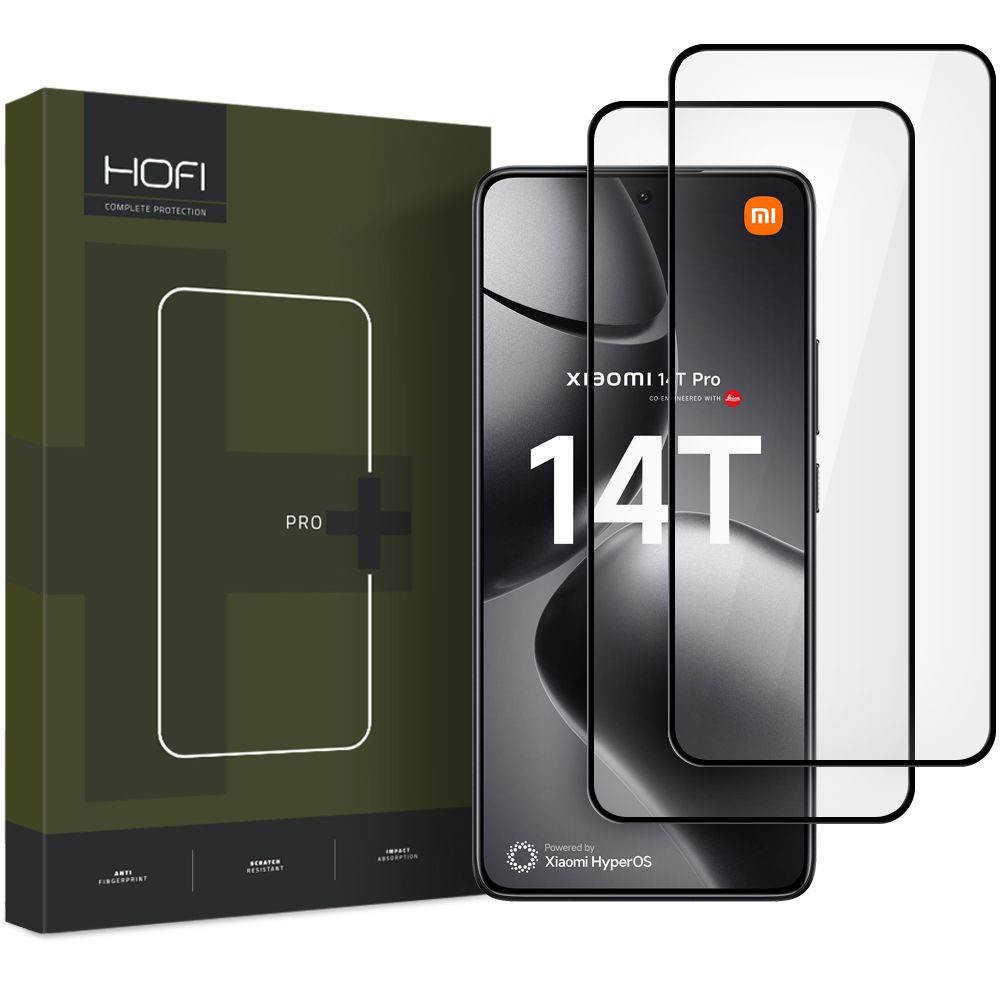 Hofi Pro+ edzett üveg, Xiaomi 14T / 14T Pro, 2 db, fekete