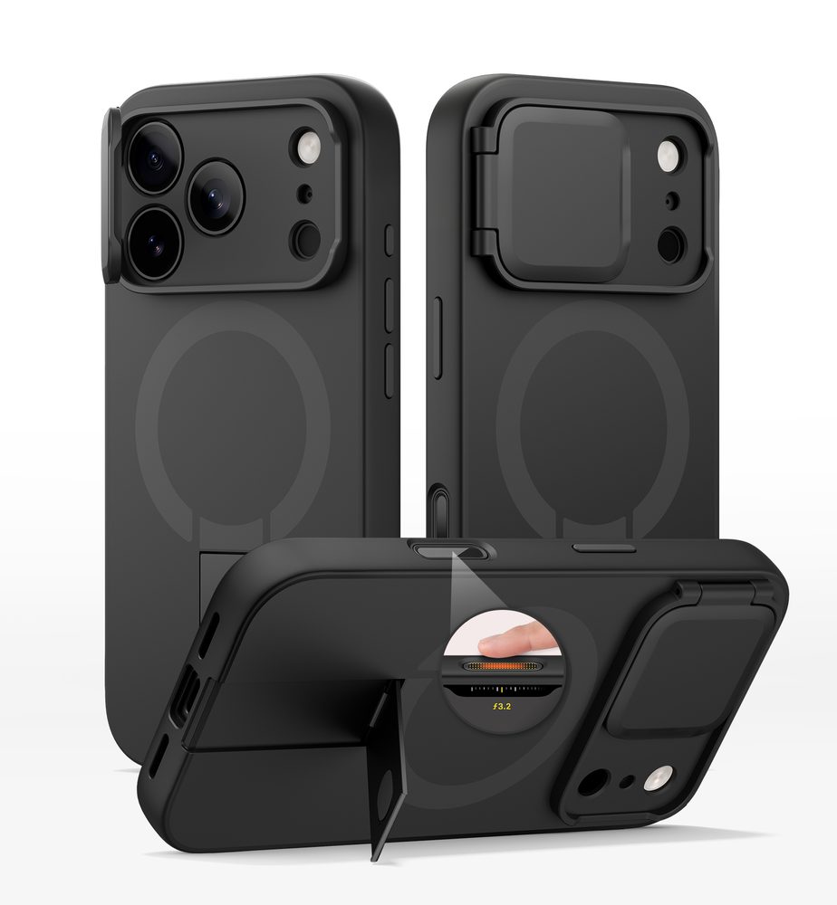 Suritch MagSafe Kickstand Camprotector obal iPhone 17 Pro, čierny