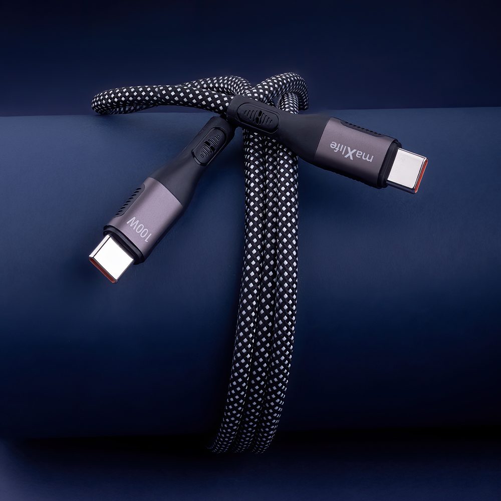 Maxlife magnetický kábel MXUC-11 USB-C - USB-C 1,0 m 100W, čierny