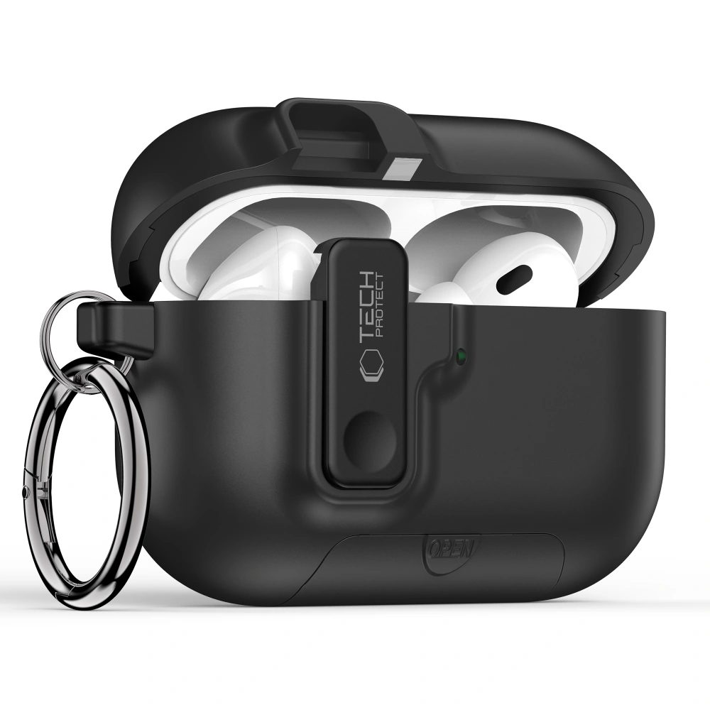 Tech-Protect Slim Hook puzdro, Apple AirPods Pro 3, čierne