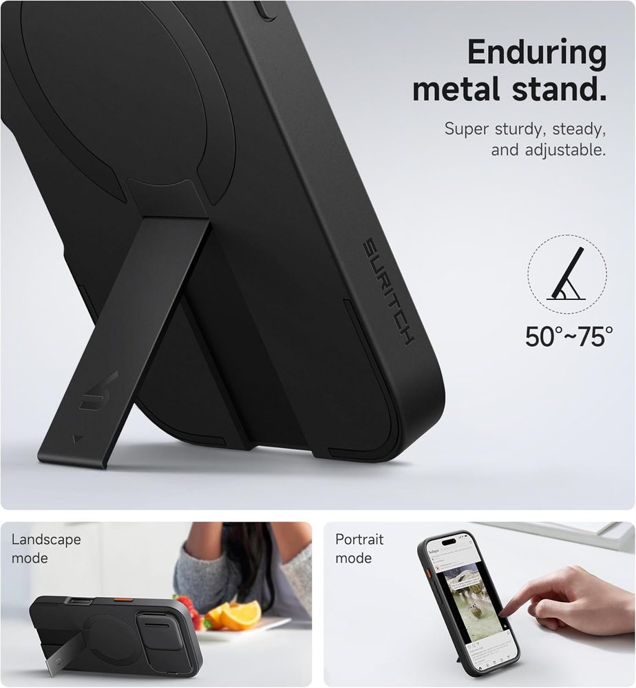 Suritch MagSafe Kickstand Camprotector obal iPhone 16 Pro, čierny