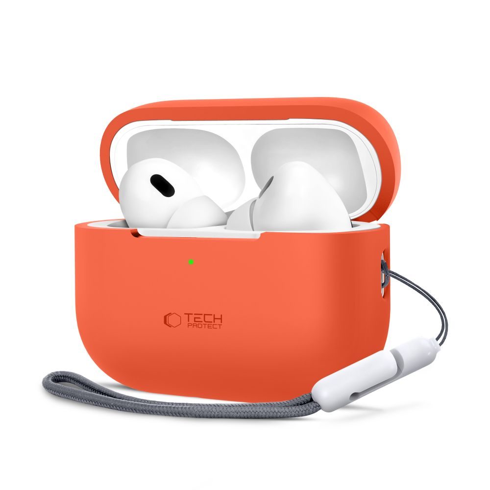 Levně Tech-Protect Silikonové pouzdro, Apple AirPods Pro 1 / 2, oranžové