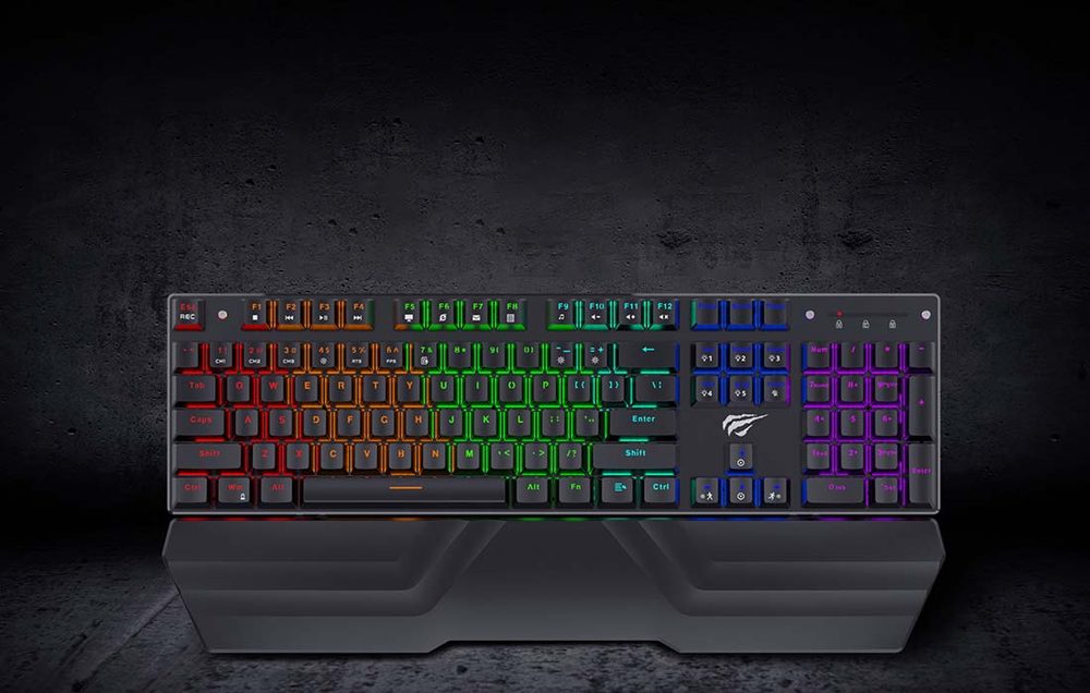 Havit KB856L Mechanická Herní Klávesnice, RGB, S Podložkou Pro Zápěstí