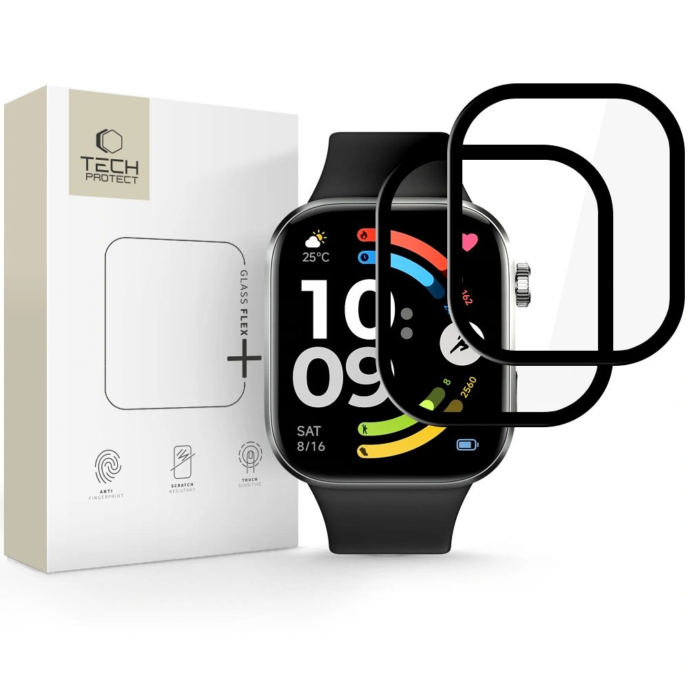 Tech-Protect Glass Flex+, Xiaomi Redmi Watch 6, fekete, 2 db