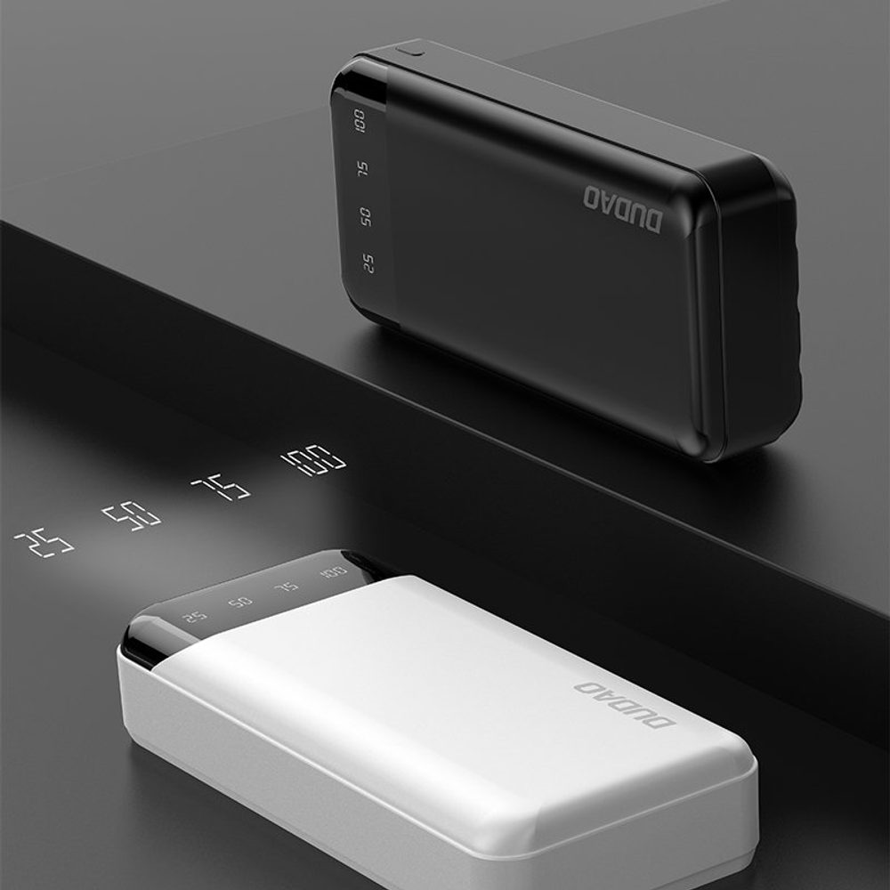 Dudao K6Pro+ Powerbank 3 Beépített Kábellel, 20000mAh, USB-C + Micro USB + Lightning, Fekete