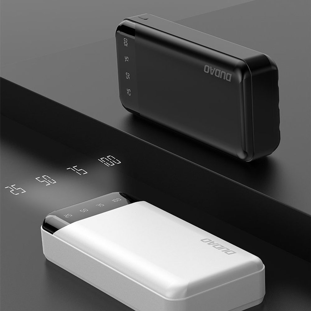 Dudao K6Pro+ Powerbanka Se 3 Vestavěnými Kabely, 20000mAh, USB-C + Micro USB + Lightning, černá