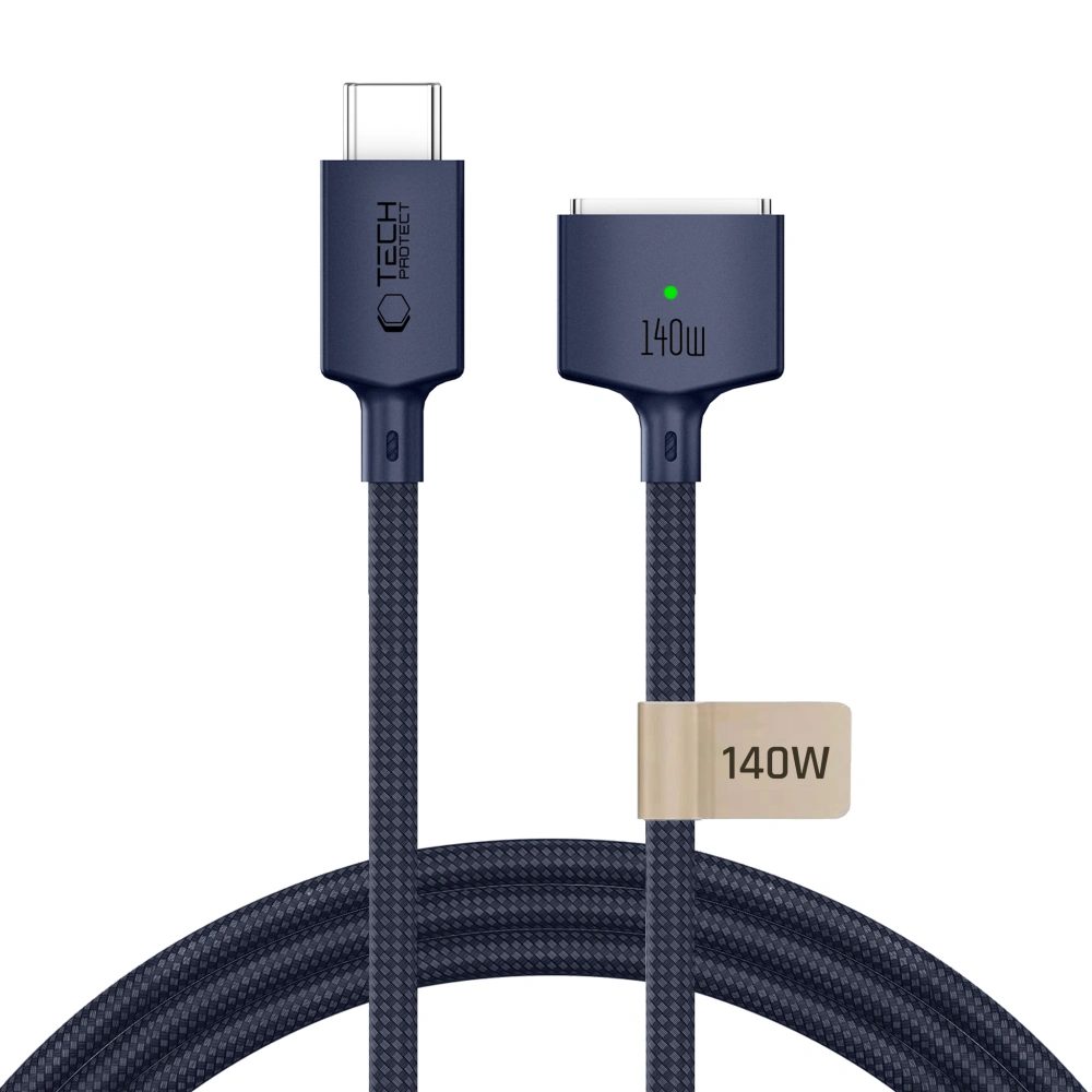Cablu magnetic Tech-Protect MMC01 UltraBoost USB-C - MagSafe 3 pentru MacBook, 140 W, 3 m, albastru