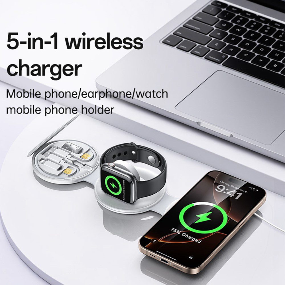 Yesido Bezdrôtová nabíjacia stanica 5v1 (DS29) pre iPhone, Apple Watch, AirPods, biela