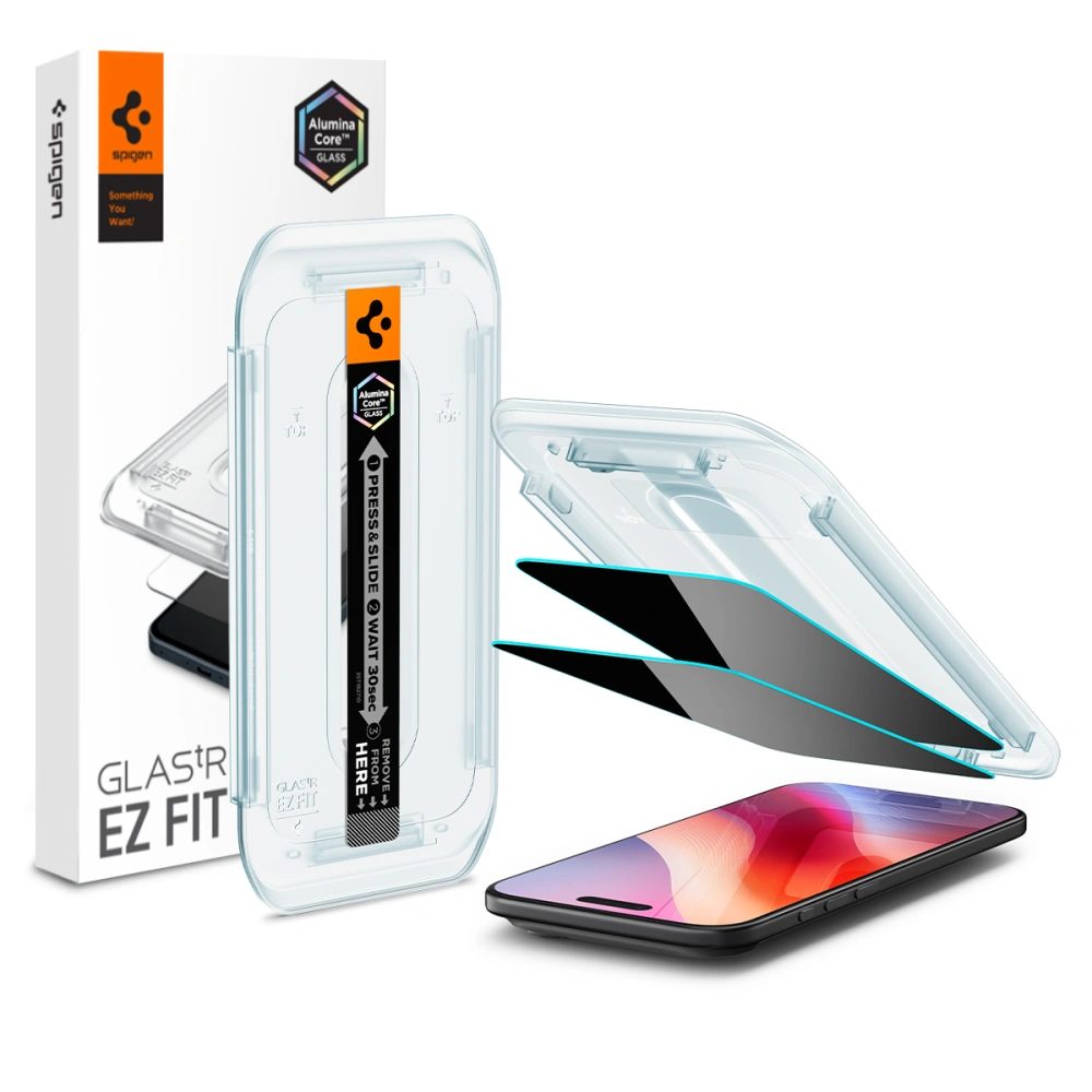 Levně Spigen Glass.TR EZFit Privacy s aplikátorem, 2 kusy, Tvrzené sklo, iPhone Air