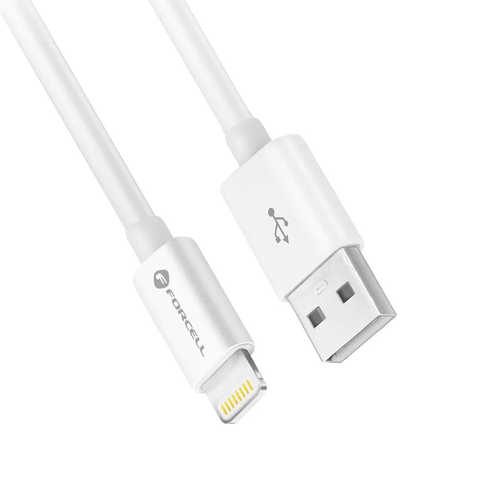 Forcell Kábel USB A - Lightning, MFi, 2,4A/5V, 12W, C703, 1 M, Fehér