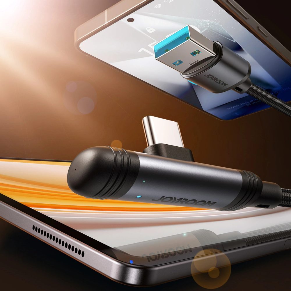 Joyroom S-A56 EnjoyX Series 90° kábel USB-A - USB-C, 3A, 1,2 m, čierny