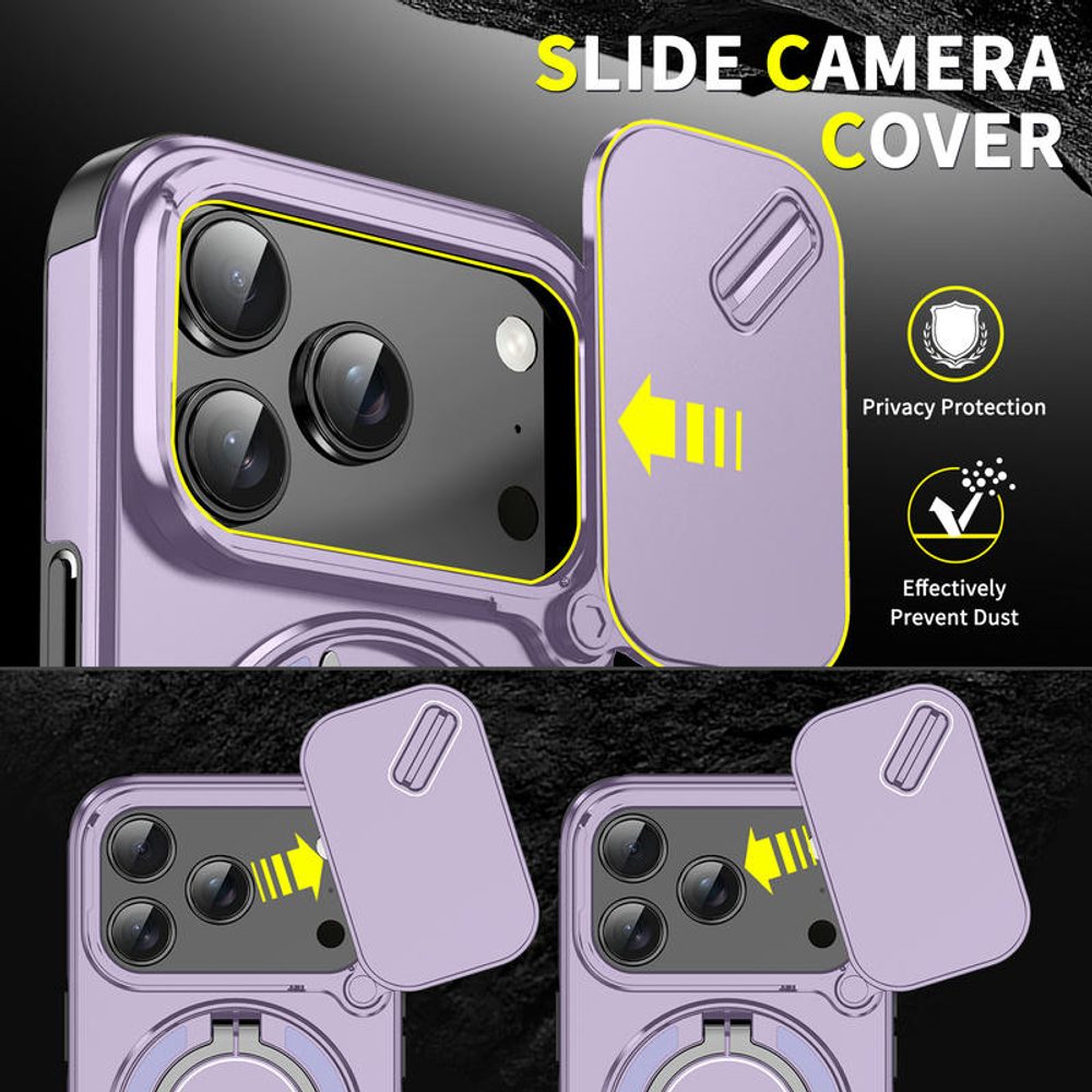 Camslide Stand obal, iPhone 17 Pro, fialový