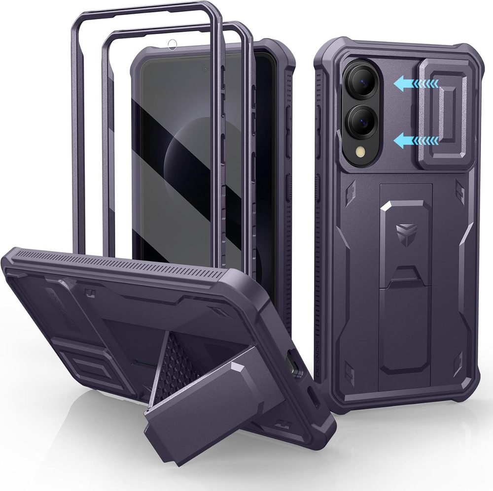Husă Dexnor 360 Kickstand Camprotector Samsung Galaxy S25 Edge, mov