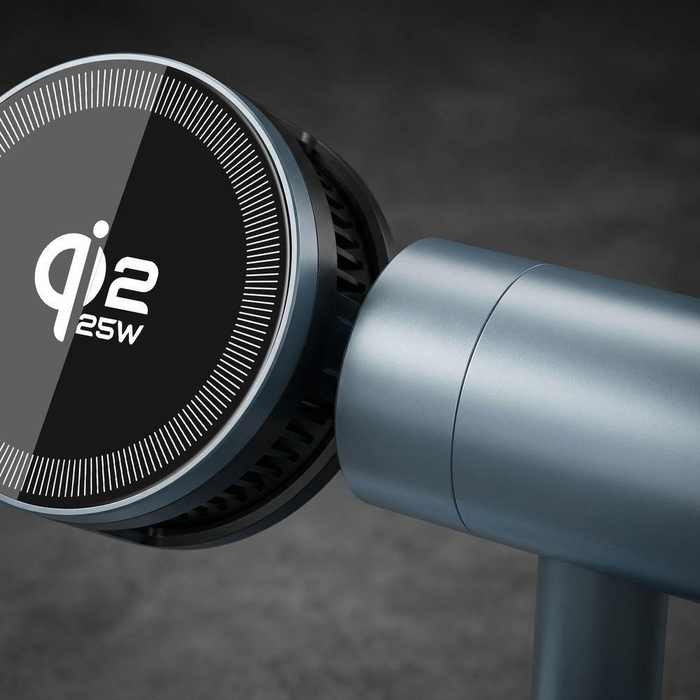 Qi2.2 MagSafe Nabíjecí stanice 5v1 s aktivním chlazením, 25 W a 360° rotací pro iPhone, Apple Watch, AirPods, Android, modrá
