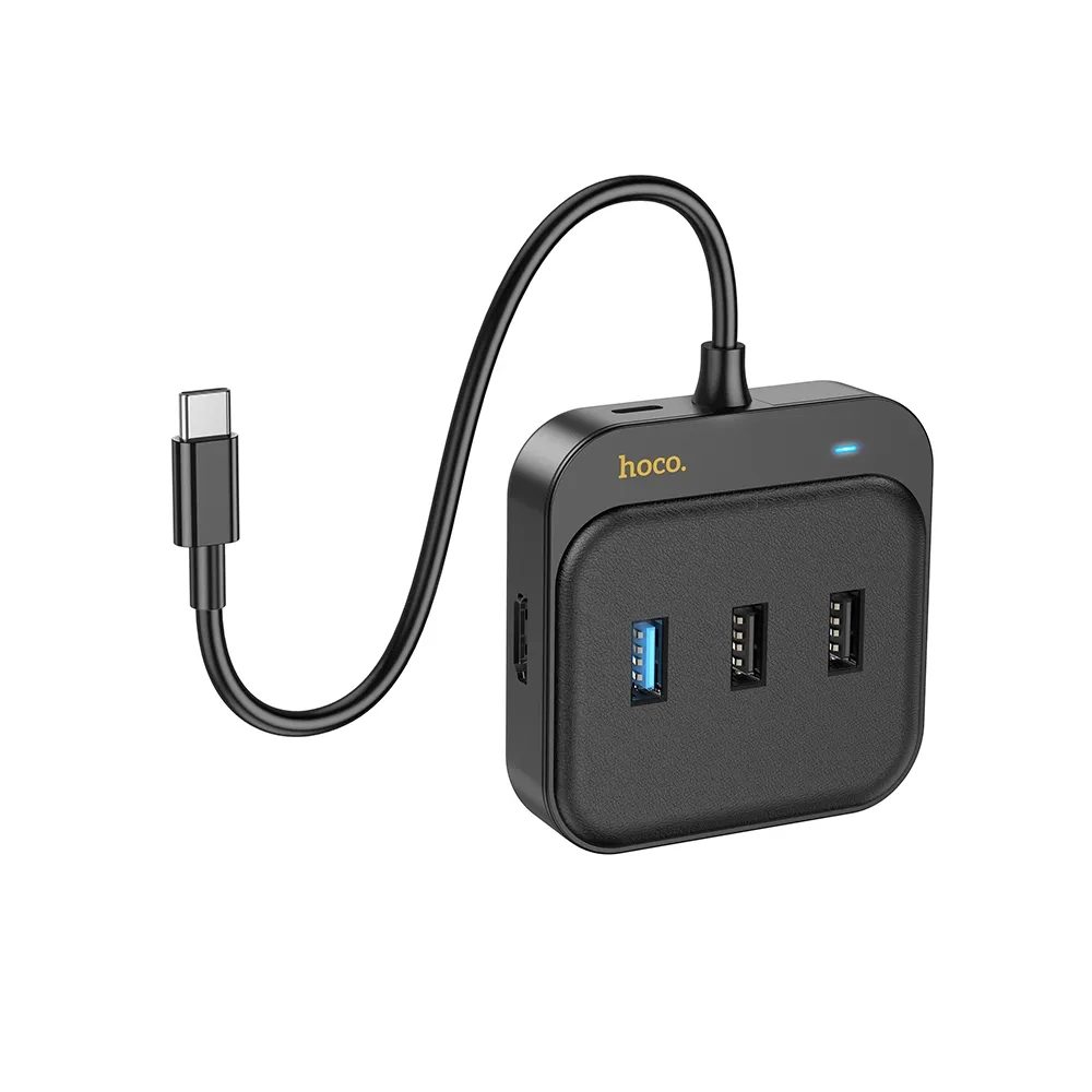 Hoco Adaptér HUB 5v1 USB-C Na HDTV + USB3.0 + 2x USB2.0 + USB-C PD100W Multiport, 0,2 M, černý (HB36)