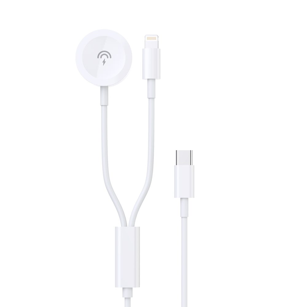 Levně Dudao A12Max 2v1 kabel pro iWatch + Lightning - USB-C, 20W PD, 1,2 m, bílý