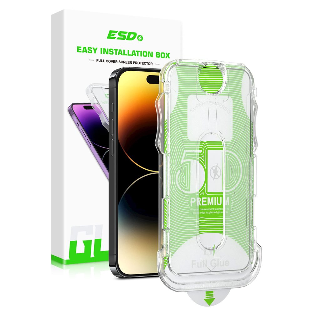 ESD 5D Zaštitno Kaljeno Staklo Cijeli Zaslon S Uređajem Za Uklanjanje Prašine I Jednostavnom Instalacijom, IPhone 14 Pro Max