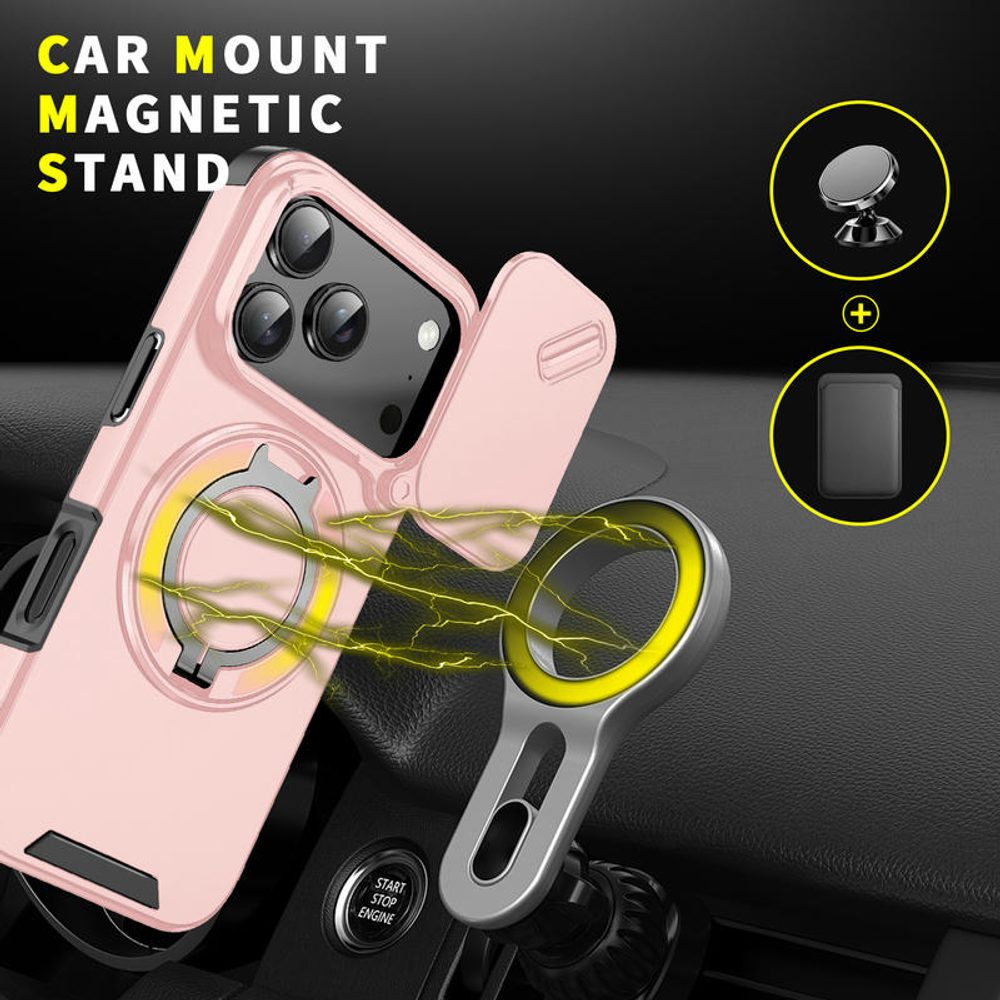 Camslide Stand obal, iPhone 17 Pro, ružový