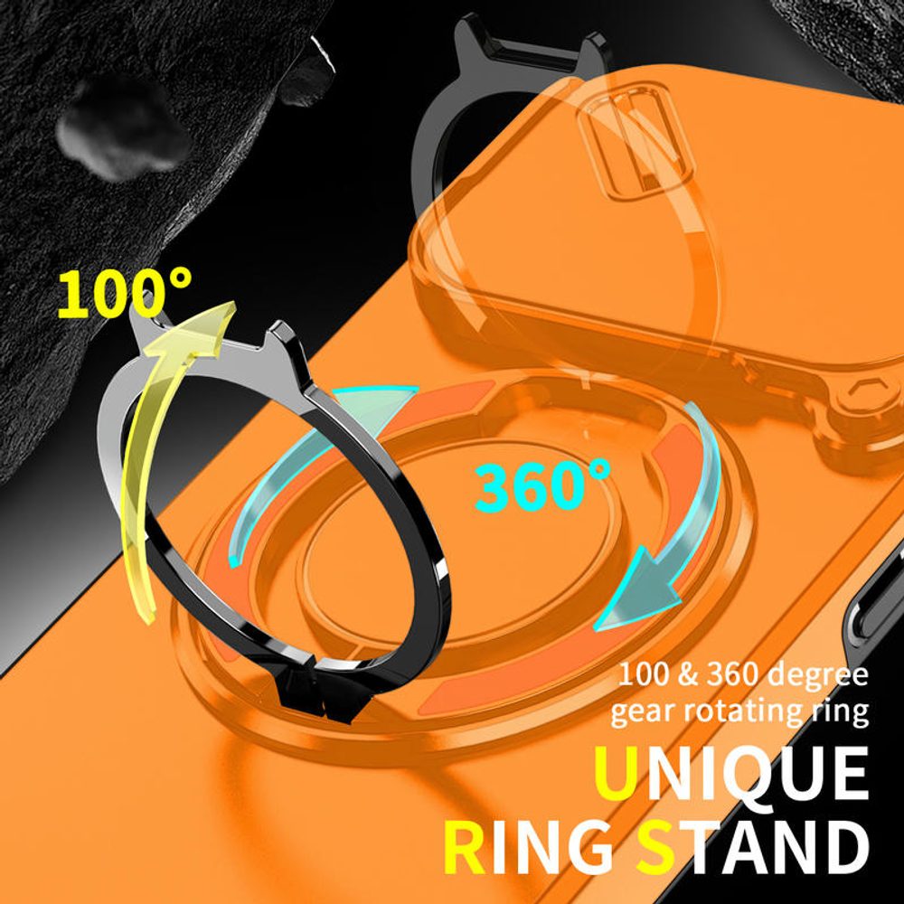 Camslide Stand obal, iPhone 17 Pro, oranžový