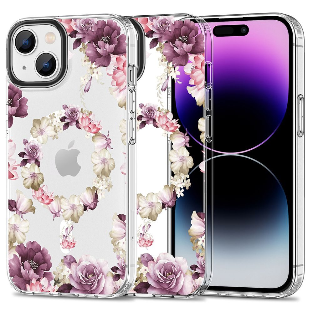 Tech-Protect Magmood, IPhone 15, Ružičasto Cvijeće