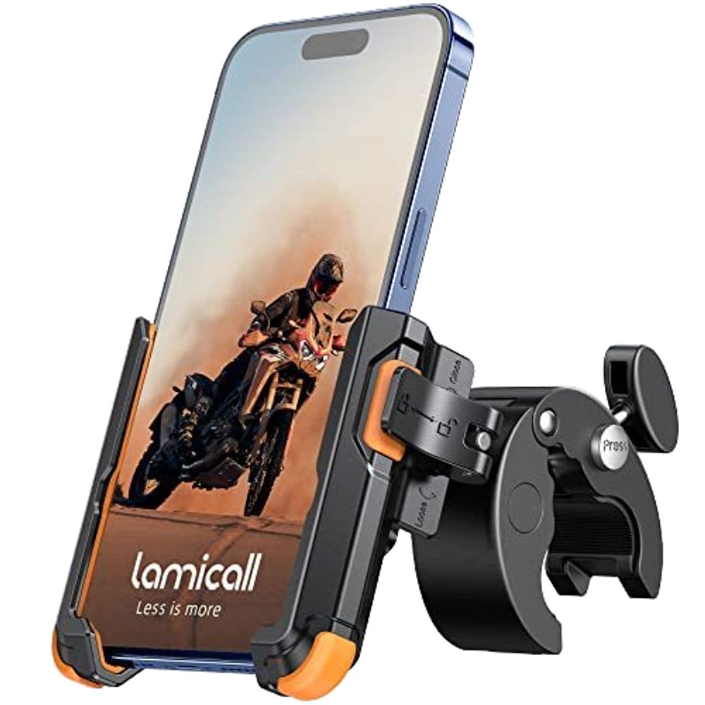 Levně Univerzální bezpečnostní držák telefonu na kolo / motorku s rychloupínáním, černo-oranžový