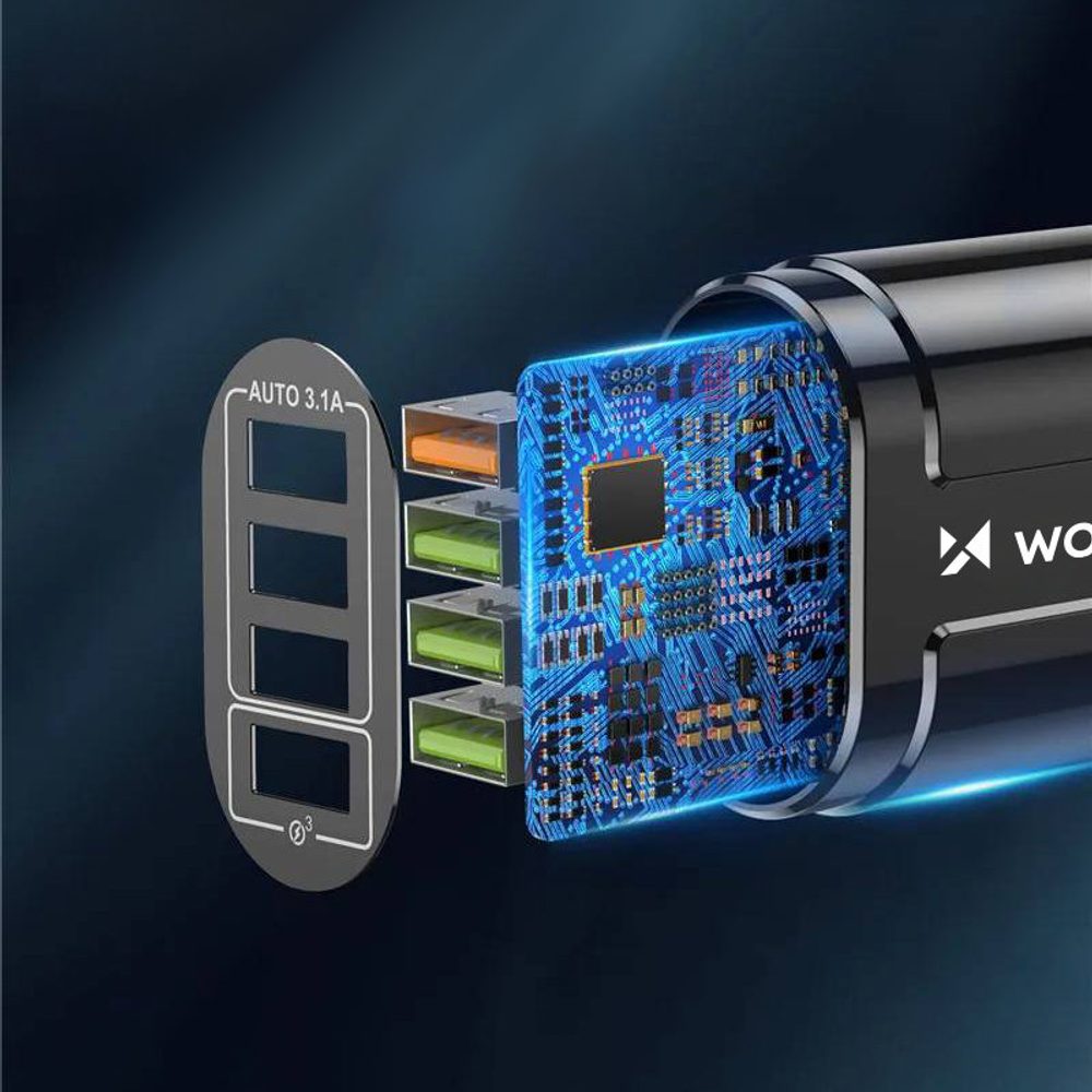 Wozinsky WWCUAB Nabíječka 48W, 4x USB-A, QC, černá