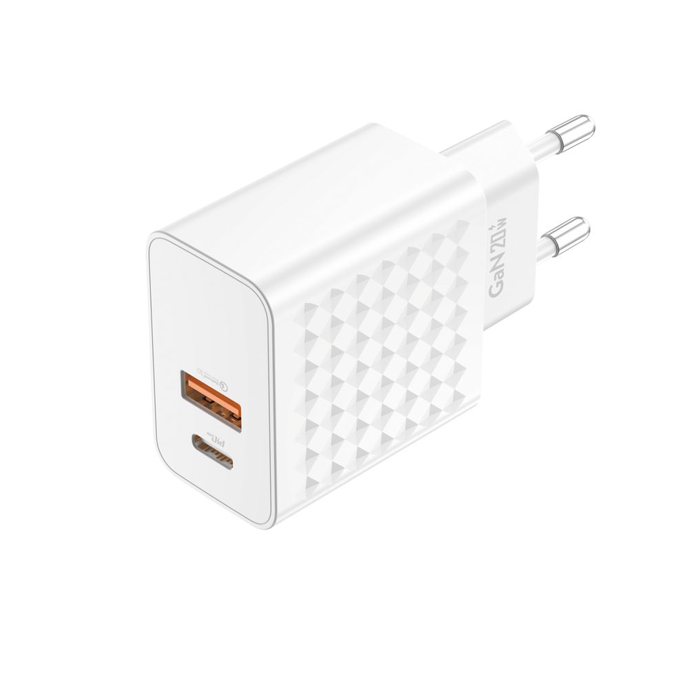 Foneng EU42 Síťová nabíječka GaN, USB + USB-C, PD 20W, 3A, bílá