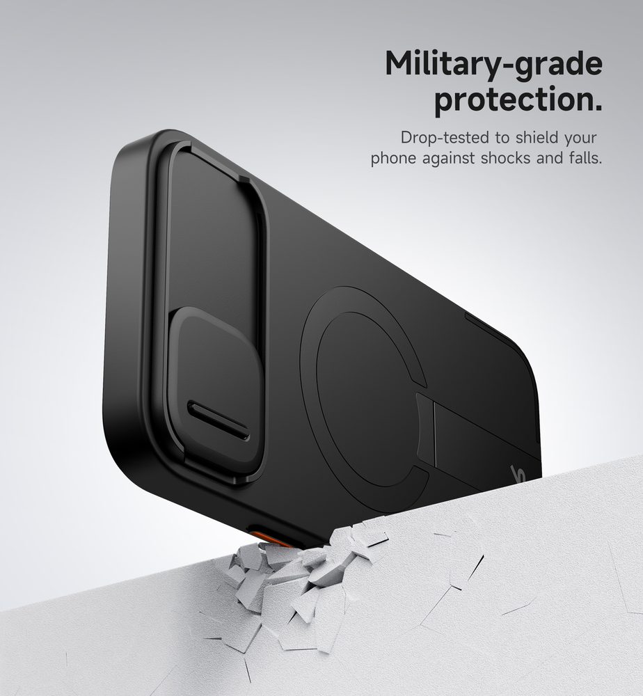 Suritch MagSafe Kickstand Camprotector obal iPhone 14 Plus / 15 Plus, čierny