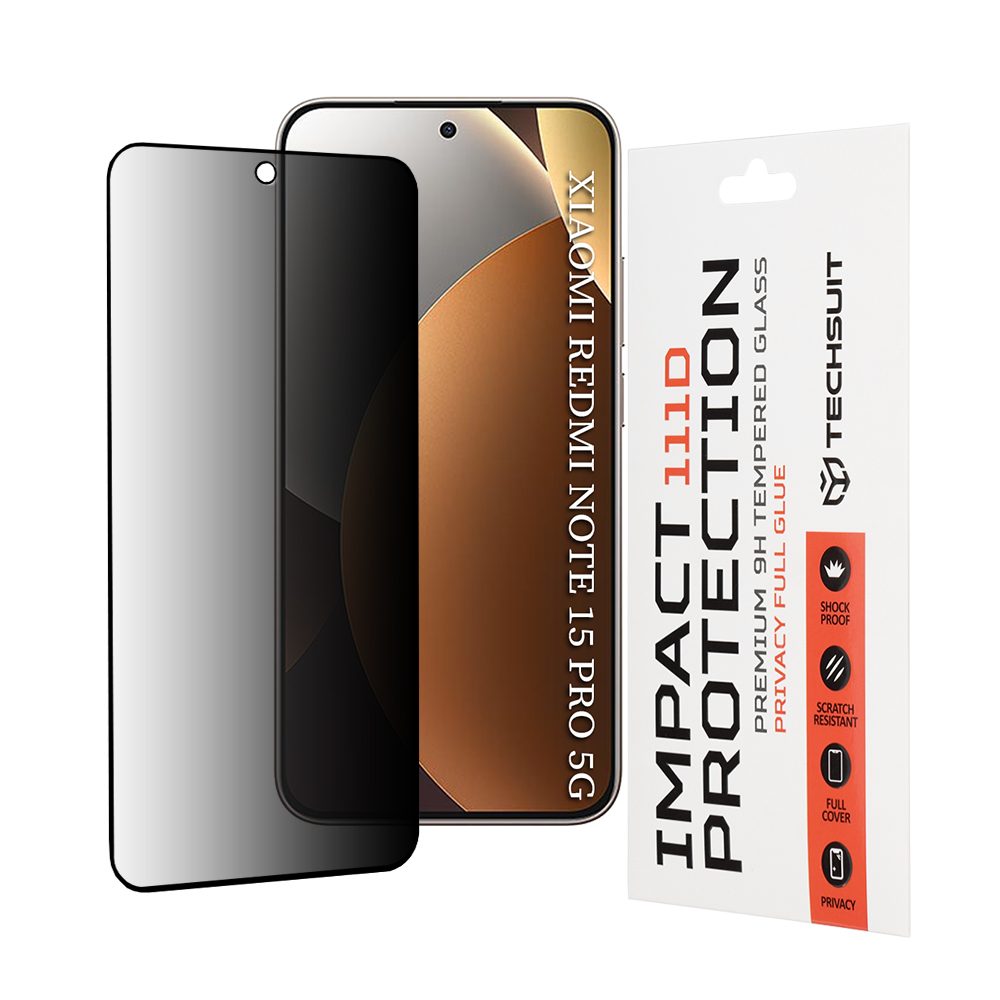 Levně Techsuit 111D Privacy Tvrzené sklo, Xiaomi Redmi Note 15 Pro 5G, černé