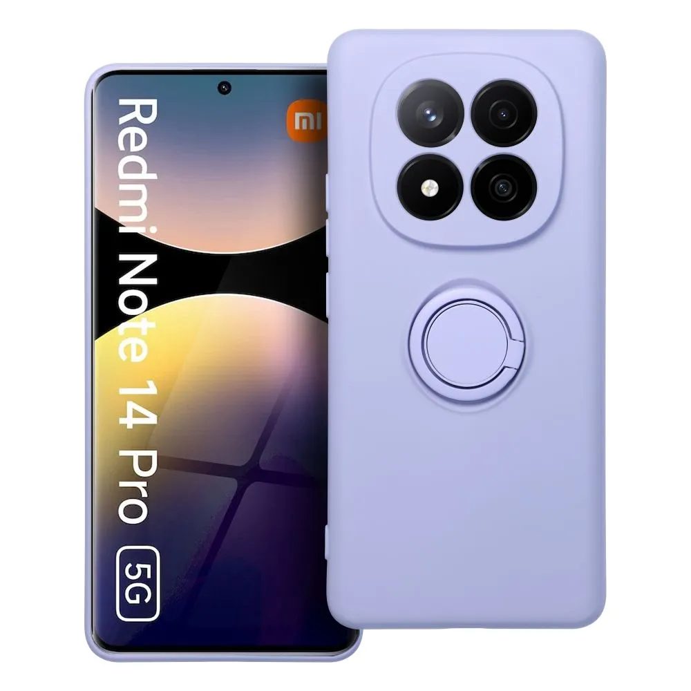 Levně Silicone Ring obal, Xiaomi Redmi Note 14 Pro 5G, fialový