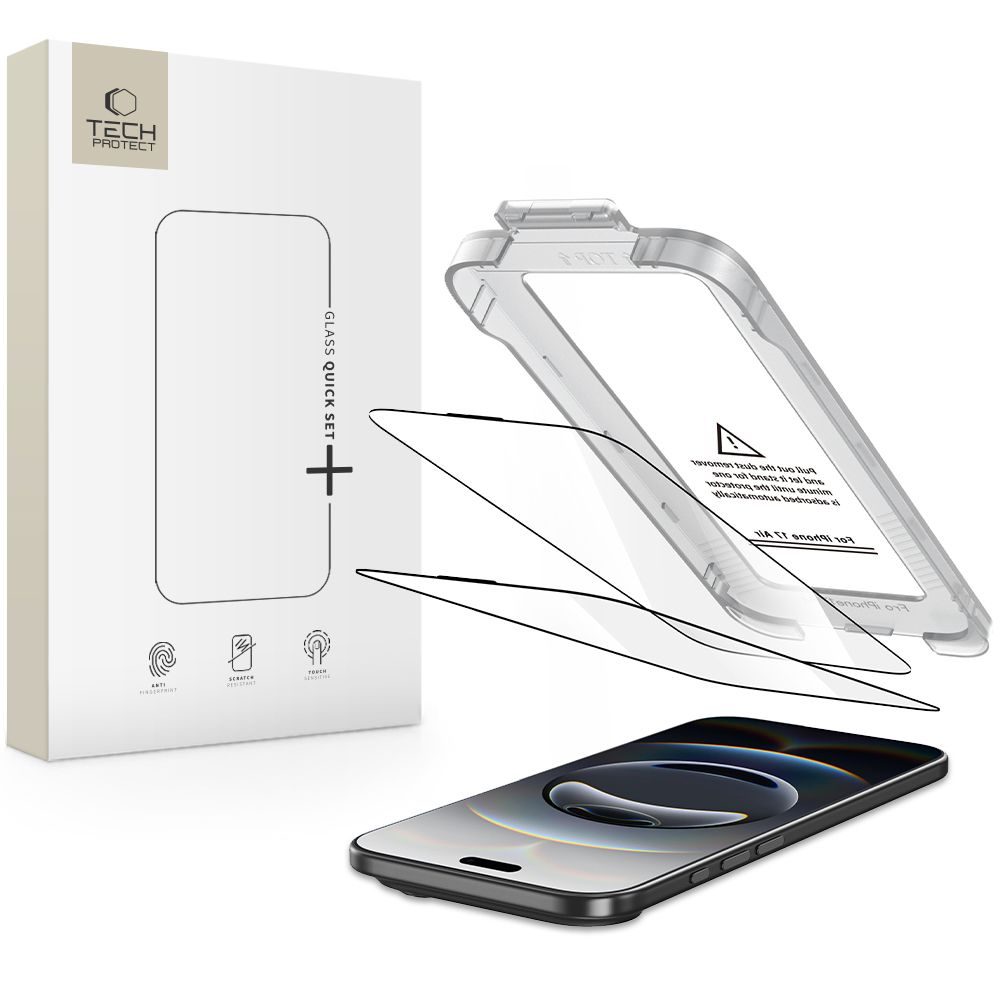 Levně Tech-Protect Tvrzené sklo Quick Set+, iPhone Air, černé, 2 kusy