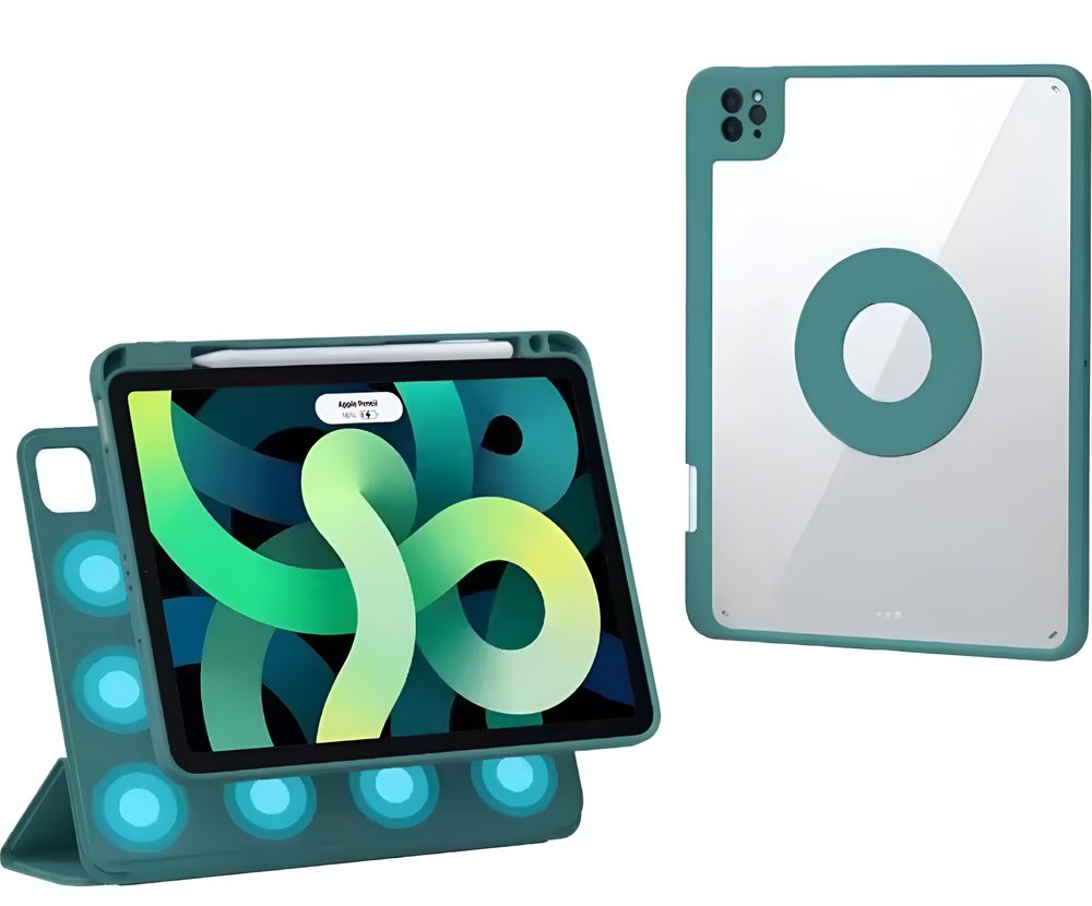 JP Tab Rotation Case 720 táblagép tok, iPad Pro 11 2018 / 2020 / 2021 / 2022, iPad Air 4 10.9 2020 / Air 5 10.9 2022 / Air 11 2024, zöld színű