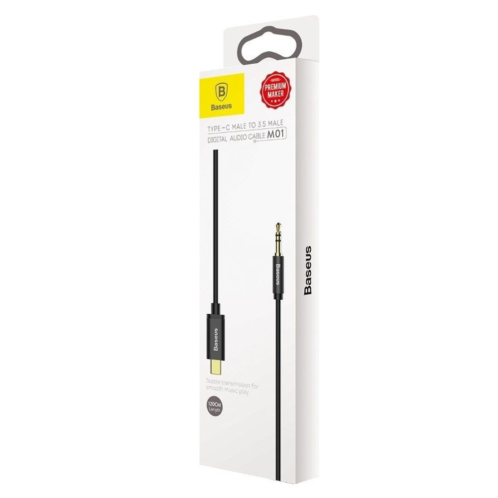 Baseus Yiven Audiokábel USB-C - Mini Jack 3,5 Mm, 1,2 M, Fekete