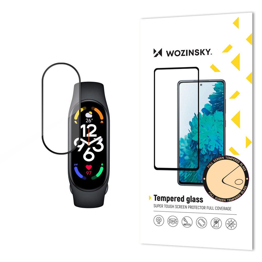 Wozinsky Full Glue Edzett üveg Xiaomi Mi Band 7, Fekete