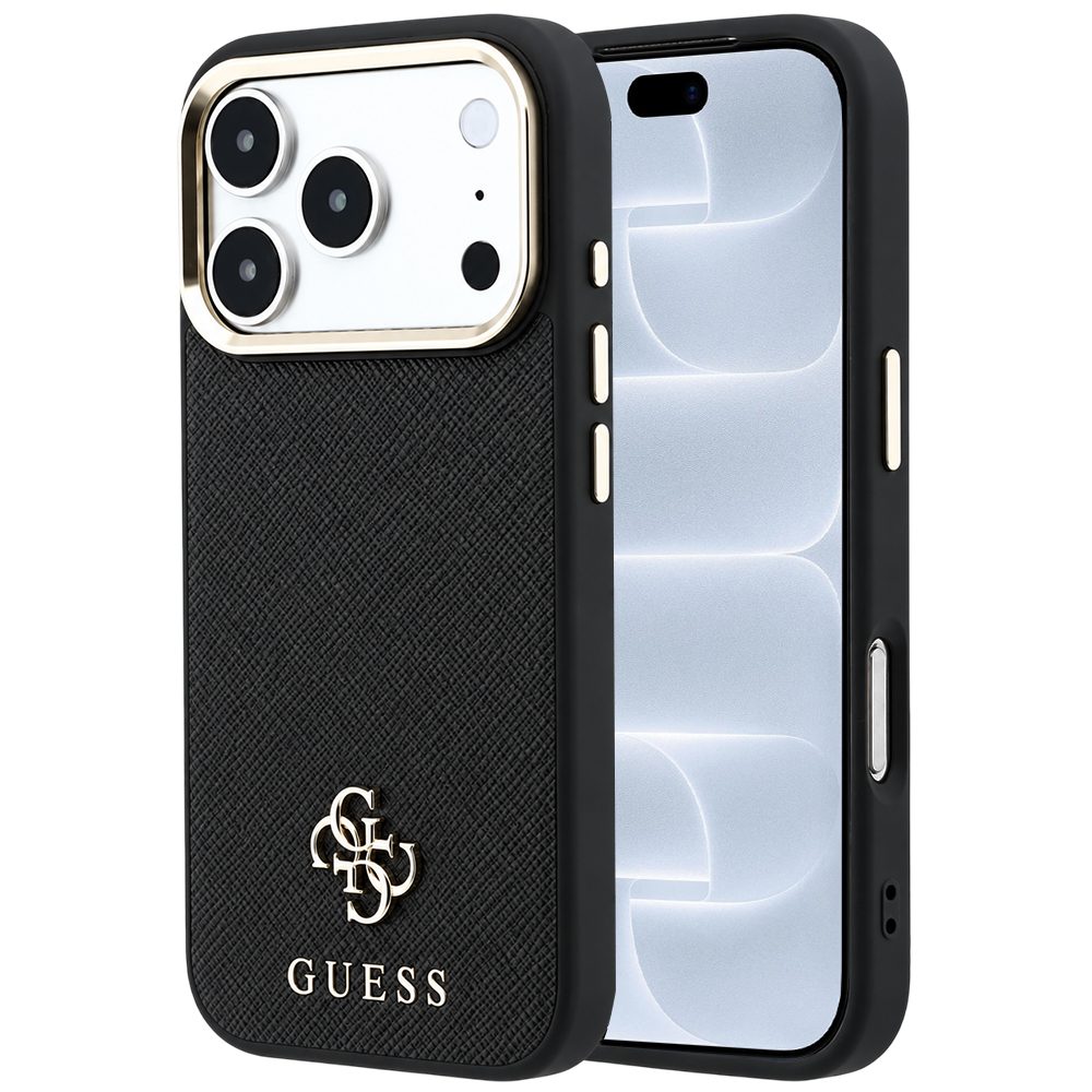 Guess Saffiano Small 4G Classic MagSafe zaštitna maska, iPhone 17 Pro / 18 Pro, crna