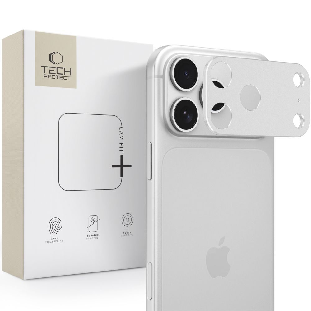 Tech-Protect Camalloy Fit+, zaštitna maska kamere, iPhone 18 Pro, srebrna