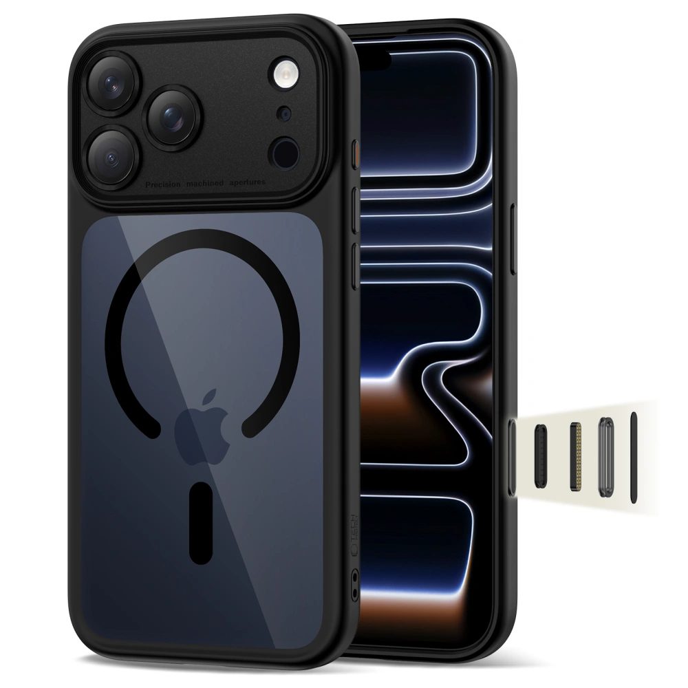 Levně Tech-Protect MagPeak MagSafe CC, iPhone 17 Pro, černý / průhledný