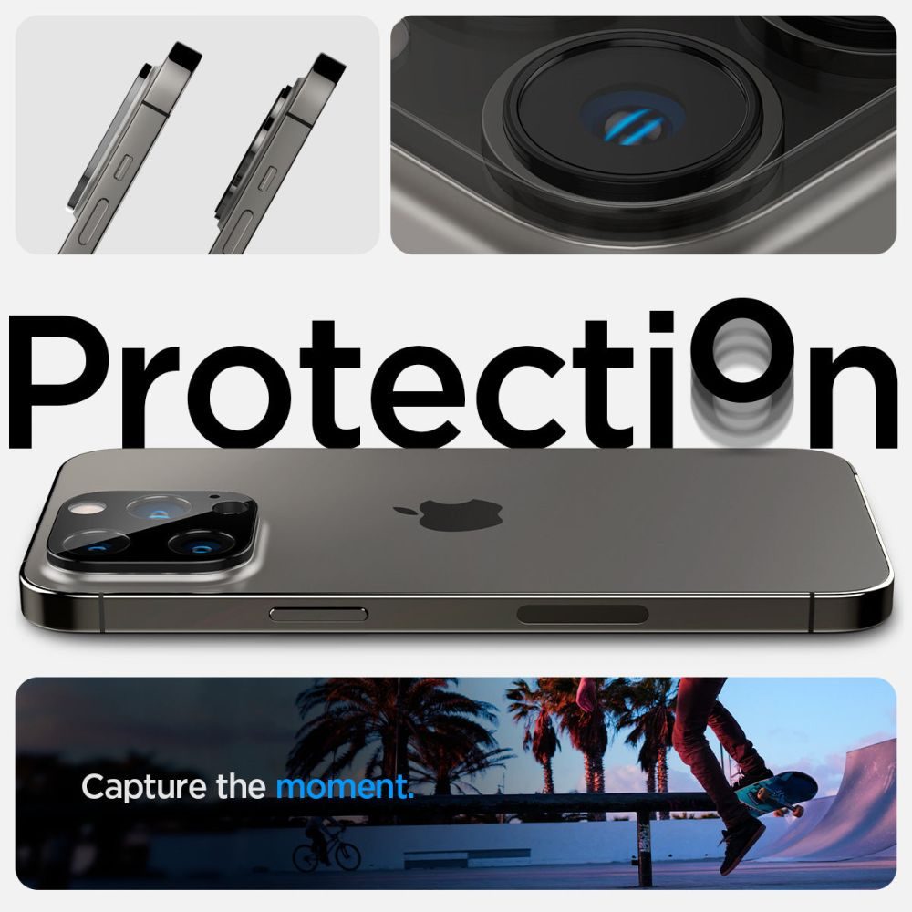 Spigen Optik.TR Ochrana Fotoaparátu, 2 Kusy, IPhone 14 Pro / 14 Pro Max / 15 Pro / 15 Pro Max, černá