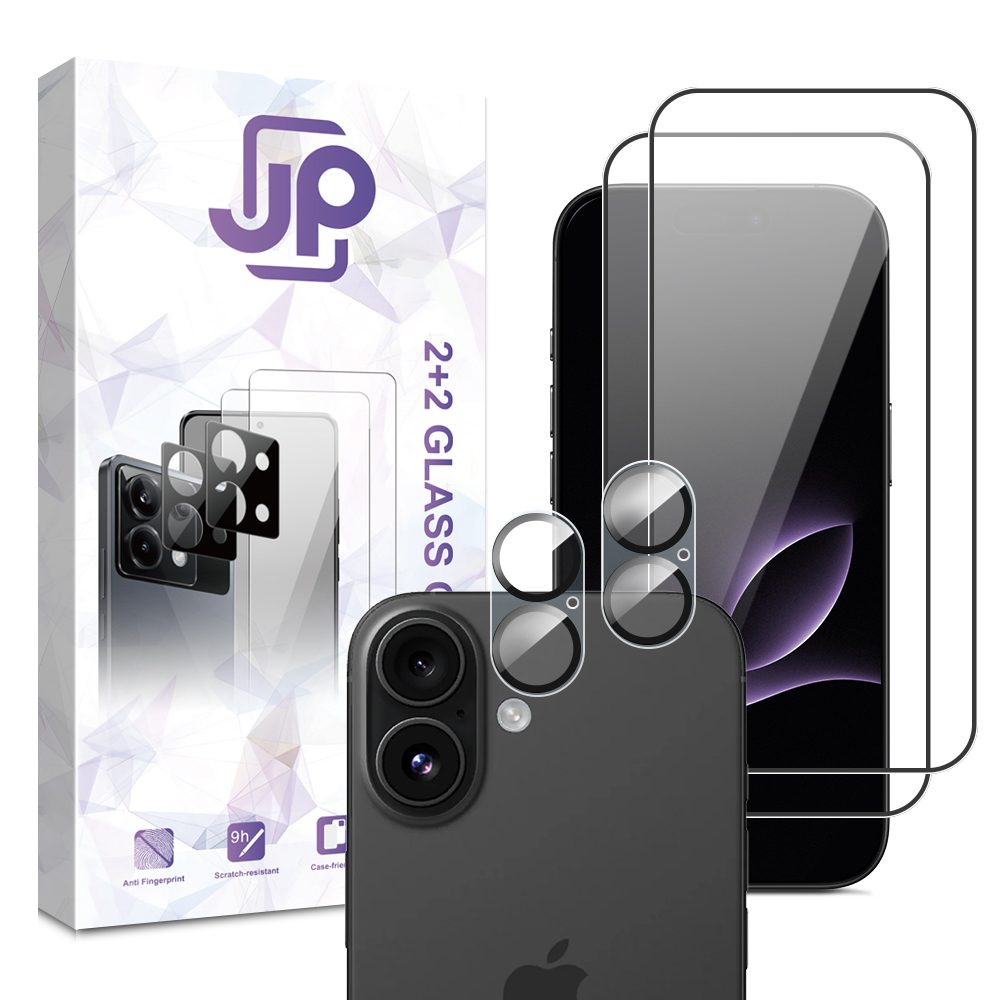 Levně JP Combo pack, Sada 2 tvrzených skel a 2 sklíček na fotoaparát, iPhone 17