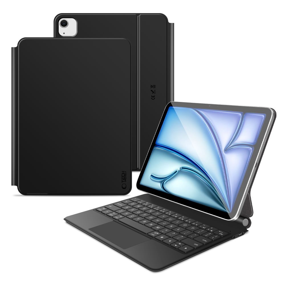 Tech-Protect Mágneses billentyűzetes tok, Apple iPad Air 10,9" 4 / 5 / 2020-2022 / 11" 6 / 7 / 2024-2025, fekete