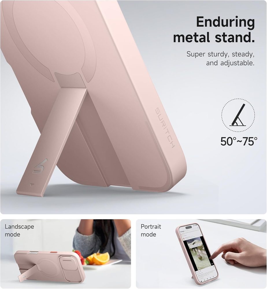 Suritch MagSafe Kickstand Camprotector obal iPhone 16 Plus, ružový