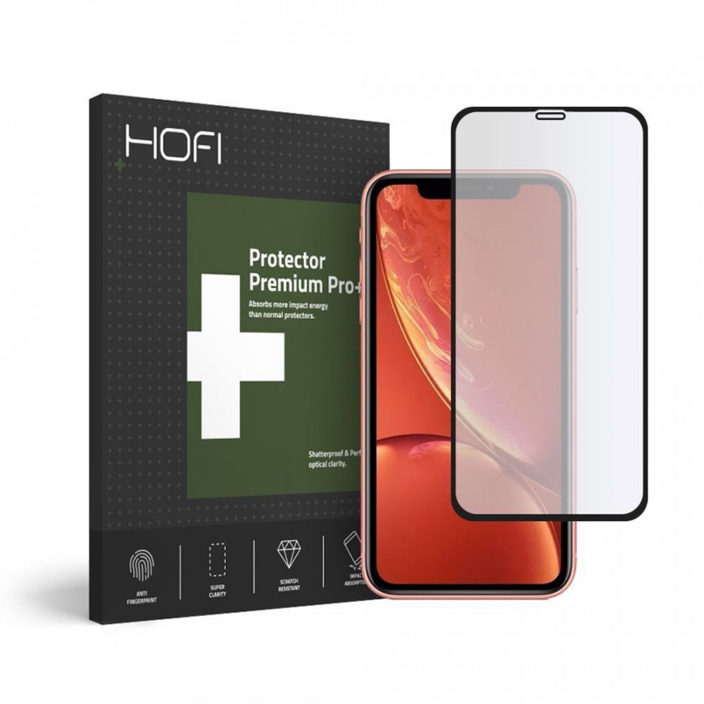 Hofi Hybrid Edzett üveg, IPhone 11, Fekete