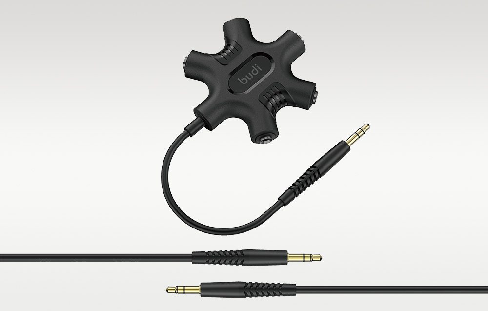 Budi Rockstar Adapter AUX Mini Jack 3,5 Mm Na 5x Mini Jack 3,5 Mm, černý