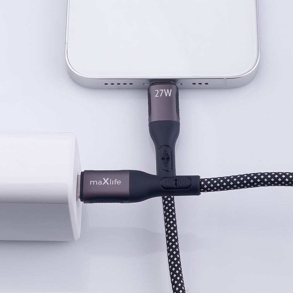 Maxlife magnetický kábel MXUC-11 USB-C - Lightning 1,0 m 27W, čierny