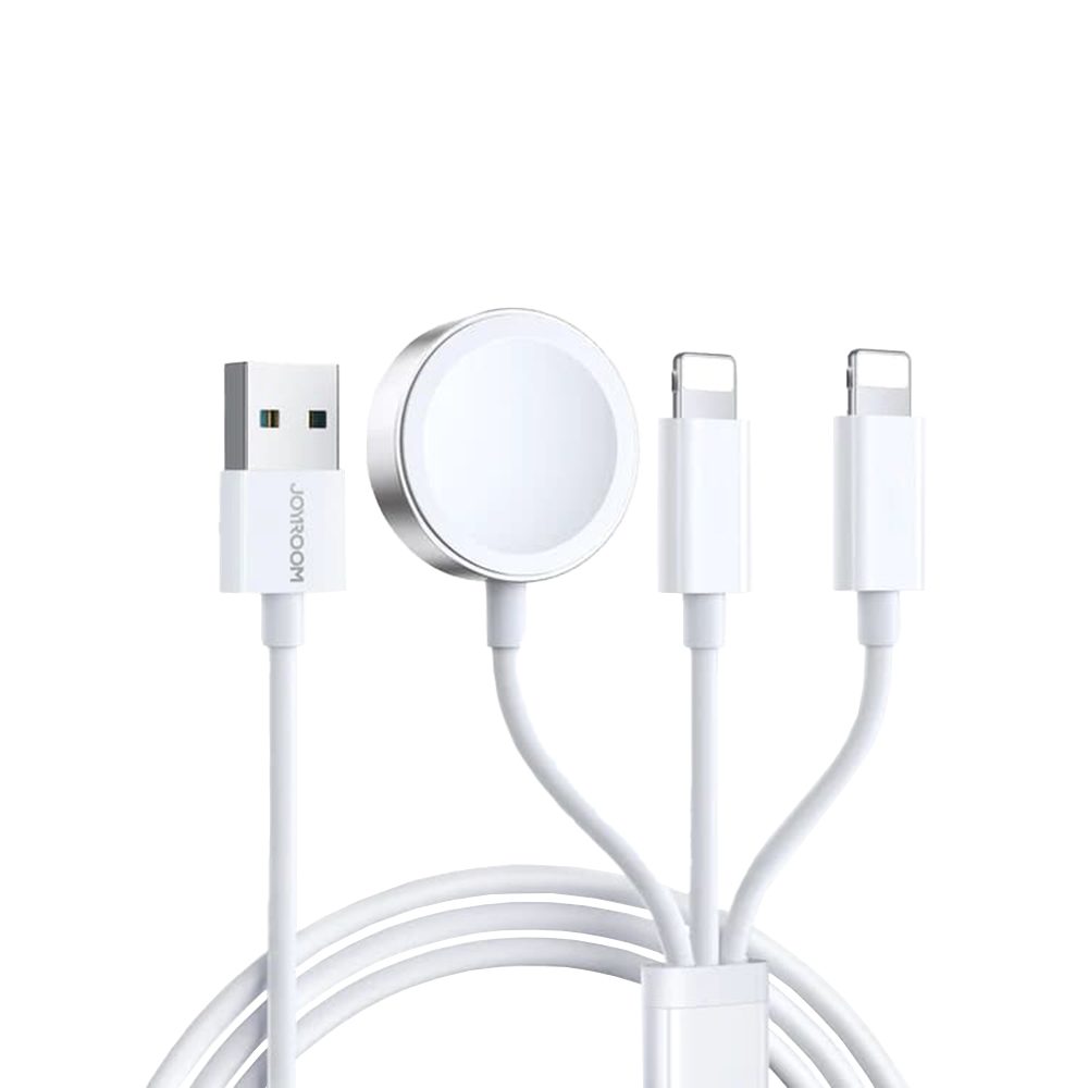 Joyroom S-IW007 Nabíjecí kabel 3v1, USB k Apple Watch, 2x Lightning, 3,5W, 1,2m, bílý